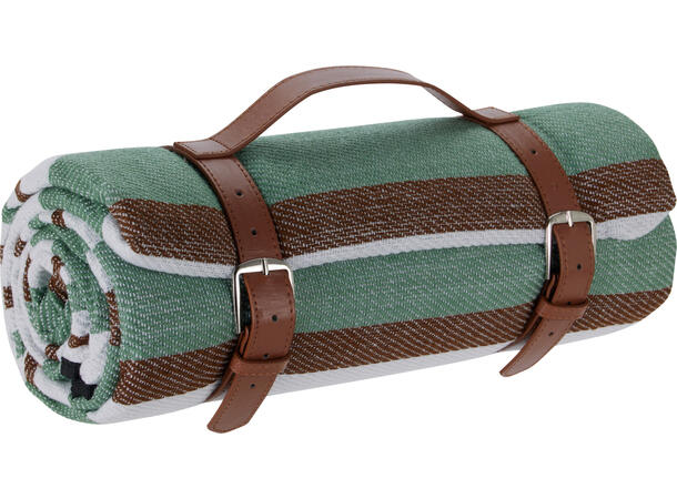 Piknikteppe stripet 150x200cm 2ass PU-lærhank 