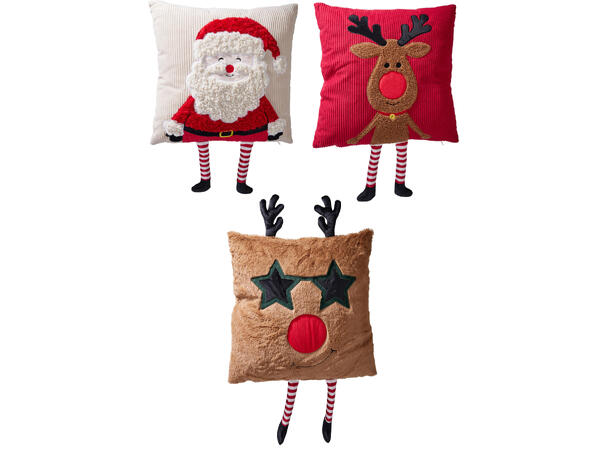 Pute julemotiv m/ben 45x45cm 3ass Polyester 