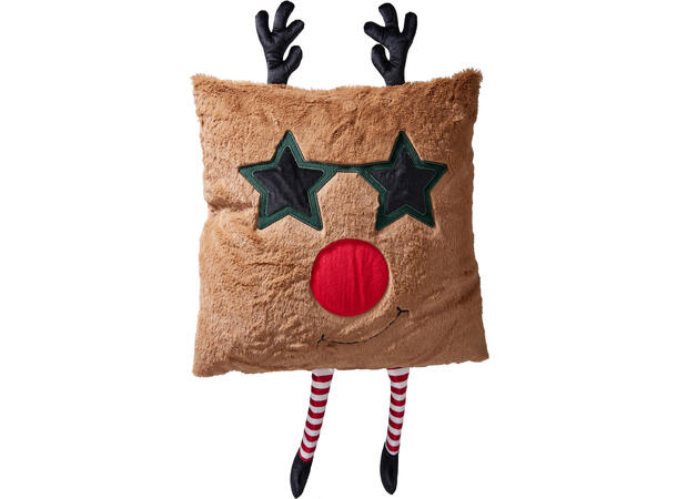 Pute julemotiv m/ben 45x45cm 3ass Polyester 