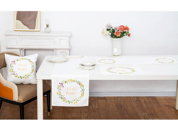 Putetrekk krans God Påske 45x45cm 100 % polyester 