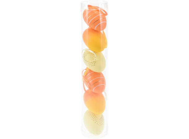 Påskeegg 6stk 6cm gull-dots/striper 2ass Display med 16sett 
