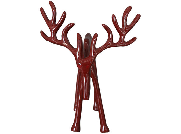 Reinsdyr burgunder metall 13x15x19cm 