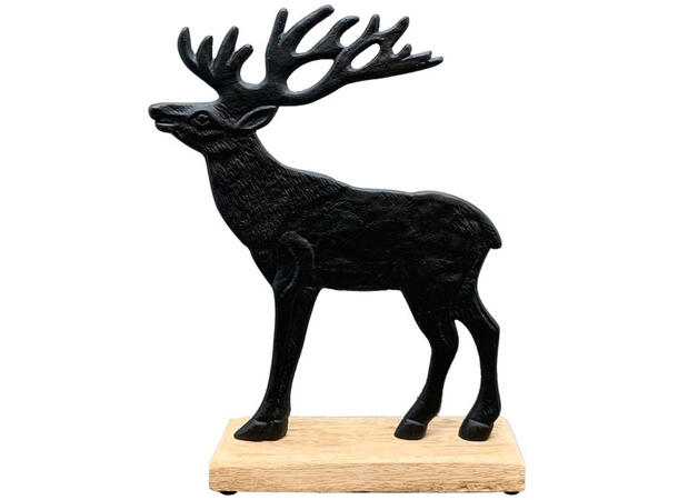 Reinsdyr sort metall mangotre 19x5x24cm 