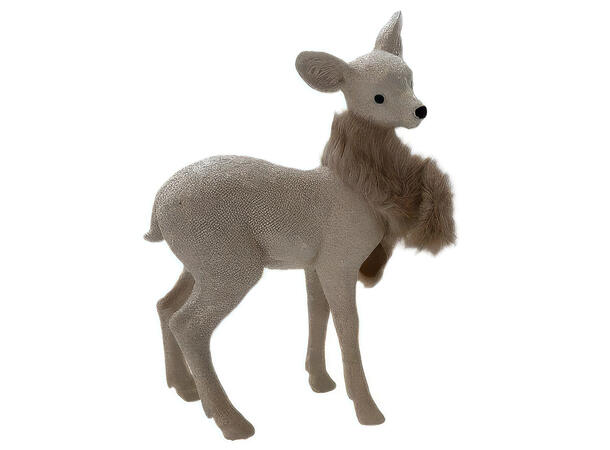 Reinsdyr stående lys brun pels 14x23cm 