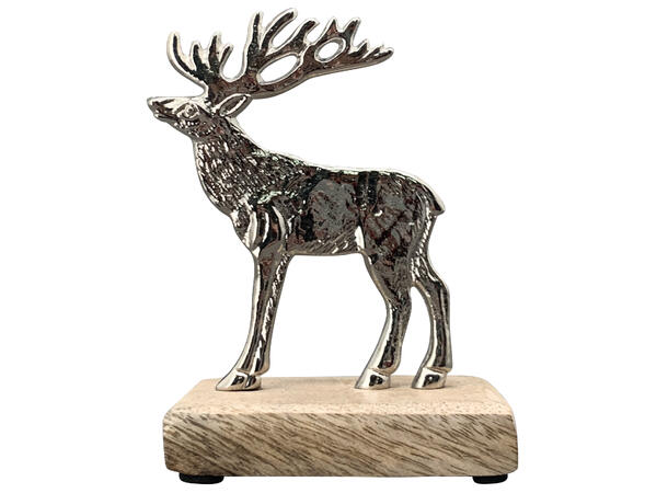 Reinsdyr sølv metall mangotre 10x12,5cm Forpk 12stk 