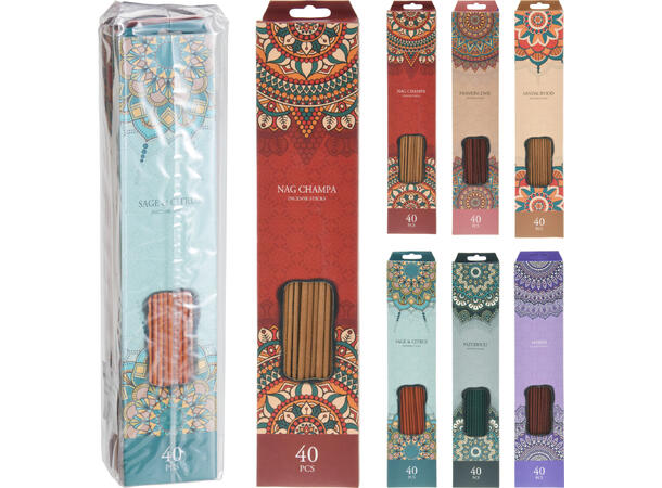 Røkelsespinner 25,5 cm 6ass Forpk 48stk 