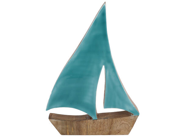 Seilbåt mangotre blå emalje 21x3,5x30cm 