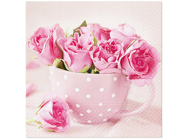 Serviett Roses in a Cup Lunsjserviett 20 stk 3-lags 33x33cm 