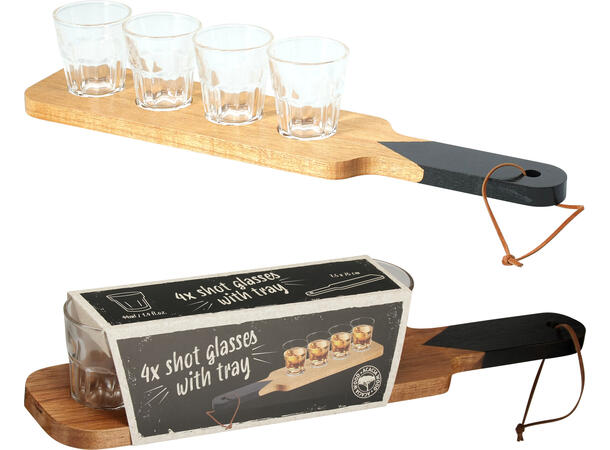 Shotglass planke 7,5x35cm m/4 glass 