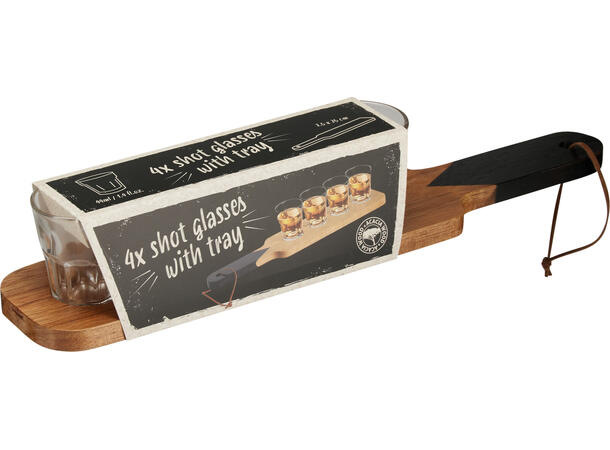 Shotglass planke 7,5x35cm m/4 glass 
