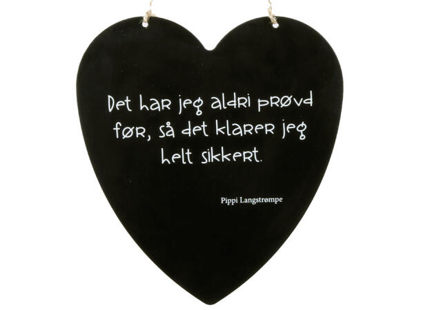 Skilt hjerte stort Pippi Langstrømpe 16x17cm Metall 