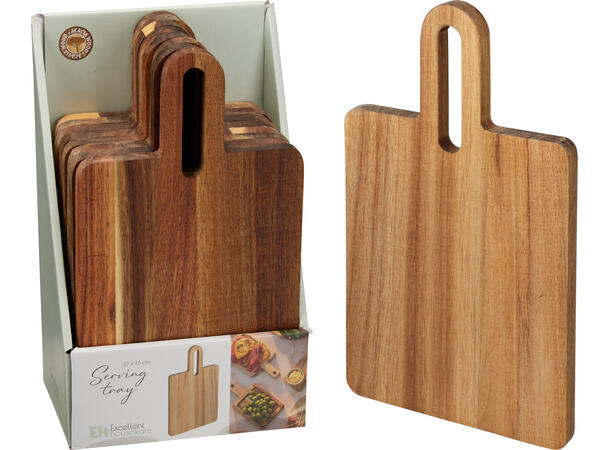 Skjærefjøl akasie 27x15cm Pakket i display 8stk Vekt pr stk: 2,5kg 