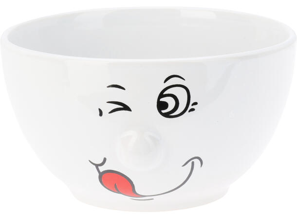 Skål hvit m/fjes 13x7cm 500ml 3ass Forpk 6stk 