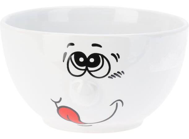 Skål hvit m/fjes 13x7cm 500ml 3ass Forpk 6stk 