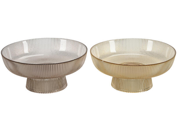 Skål på fot beige/brunt glass 20x9cm 2as 