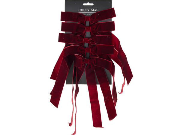 Sløyfe burgunder fløyel 18x29cm sett 5st 