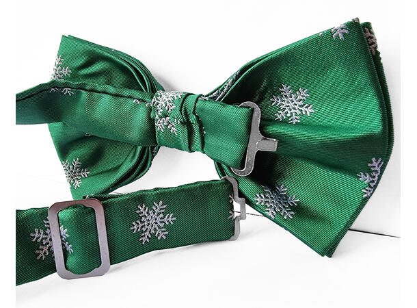 Sløyfe grønn m/snøflak voksen Pakket i gaveeske 