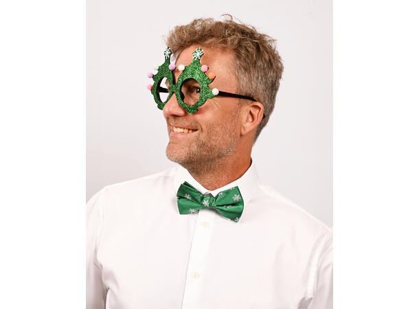 Sløyfe grønn m/snøflak voksen Pakket i gaveeske 