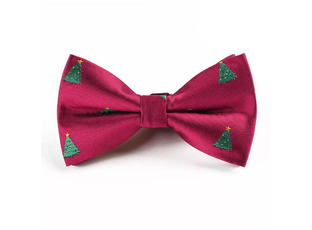 Sløyfe mørk rød m/juletre voksen Pakket i gaveeske 