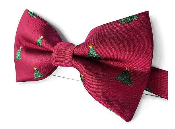 Sløyfe mørk rød m/juletre voksen Pakket i gaveeske 