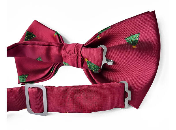 Sløyfe mørk rød m/juletre voksen Pakket i gaveeske 