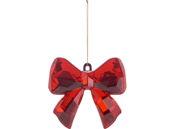 Sløyfe rød akryl PE 11,5x3x11cm Display 16stk 