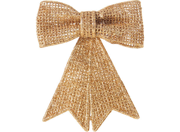 Sløyfe rød,grønn,gull glitt 9x10cm 3ass Display 72stk 