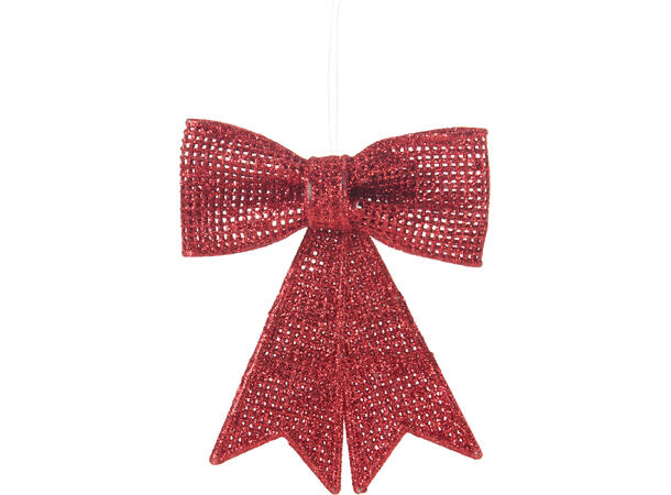 Sløyfe rød,grønn,gull glitt 9x10cm 3ass Display 72stk 