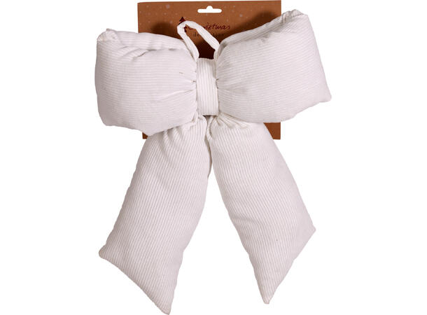 Sløyfe stoff hvit puffet 30x13cm 