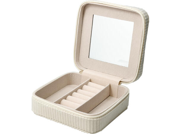 Smykkeskrin 12x12x5cm 3ass Offwhite, rosa, grønn 