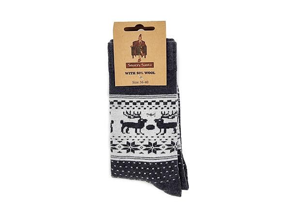 Sokk Ull mørk grå m/reinsdyr 36-40 50% ull, 35% akryl, 15% nylon 