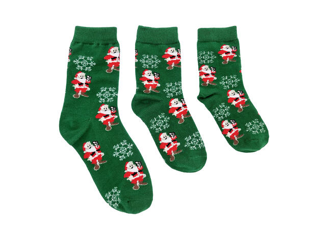 Sokk barn grønn m/nisse 2-4år 75% bomull, 22% polyester, 3% elastan 