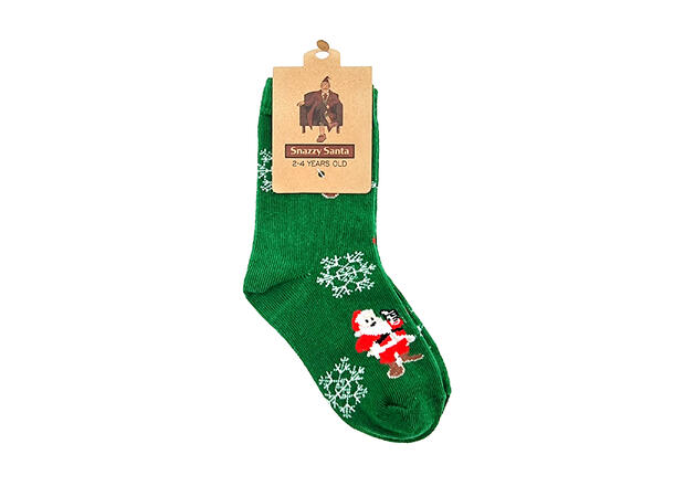 Sokk barn grønn m/nisse 2-4år 75% bomull, 22% polyester, 3% elastan 