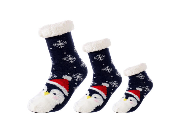 Sokk kose blå m/pingvin barn S 80% akryl, 20% polyester 