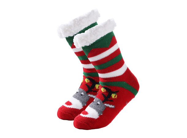 Sokk kose rød m/reinsdyr barn M 80% akryl, 20% polyester 