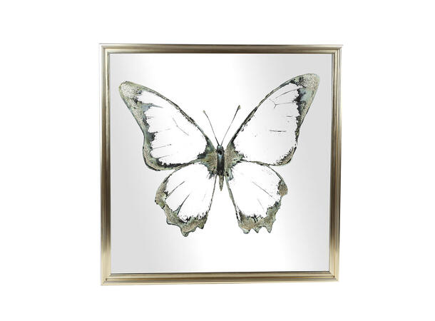 Speil m/sommerfugl gullfarget 60x60x4cm 
