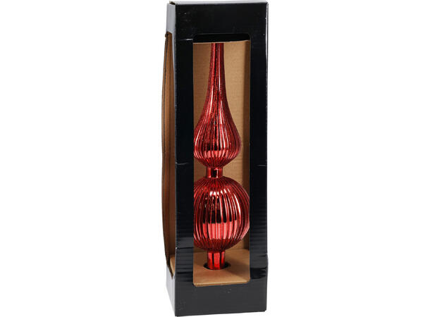 Spyd til juletre rød glass 8x30cm Gaveeske 