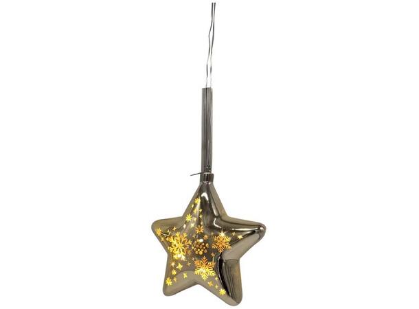 Stjerne LED glass 18x6x20,5cm Med timer 6t/18t på/av Batteri: 2xAAA 