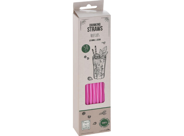 Sugerør PP 50 stk pr eske 22cm 4ass 