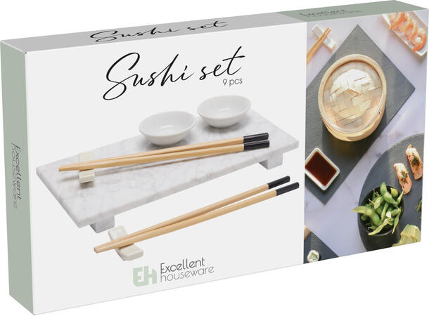 Sushisett 9 deler marmor/porselen 20x9cm 