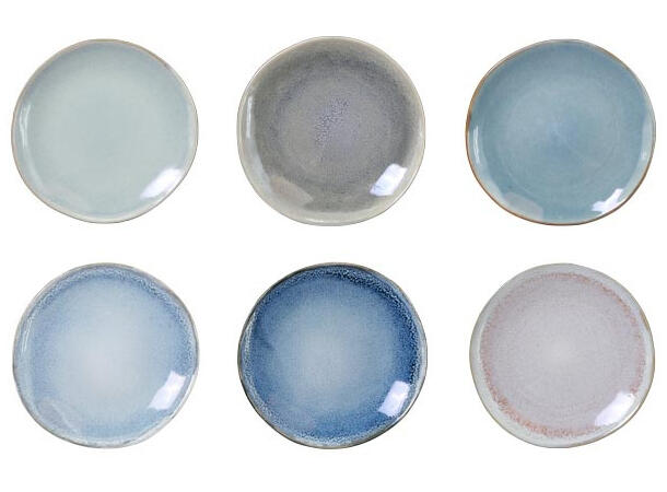 Tallerken glasert steingods 23x2cm 6ass Forpakning 6stk 