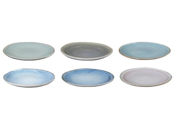 Tallerken glasert steingods 23x2cm 6ass Forpakning 6stk 