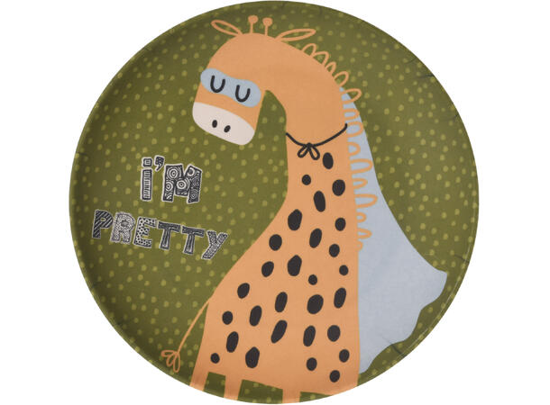 Tallerken melamin Diam:21cm 4ass Design: sebra, giraff, løve, krokodille 