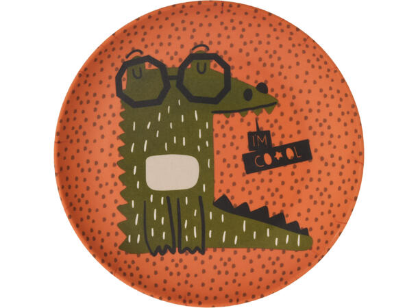 Tallerken melamin Diam:21cm 4ass Design: sebra, giraff, løve, krokodille 