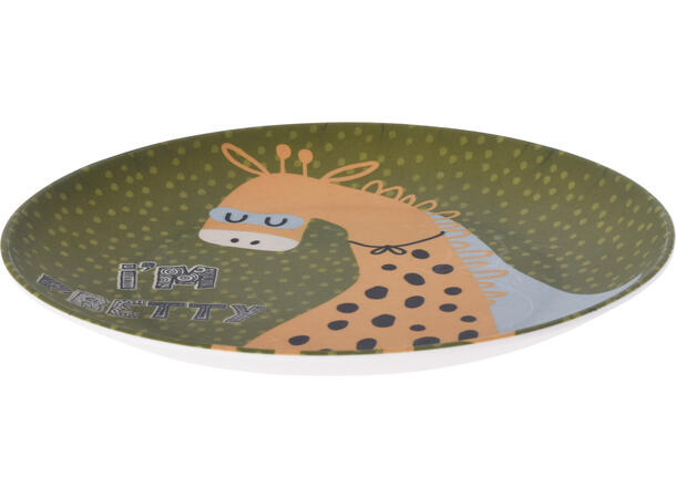 Tallerken melamin Diam:21cm 4ass Design: sebra, giraff, løve, krokodille 