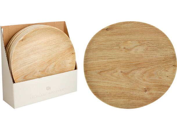 Tallerken melamin tredekor 26cm 12 stk i display 