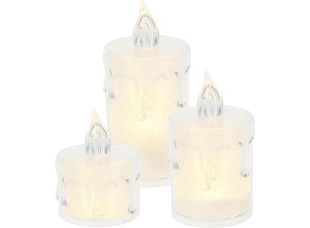 Telys LED klar/blank 3stk i sett Forpk 12pk Batteri 3xLR1130 inkl. 
