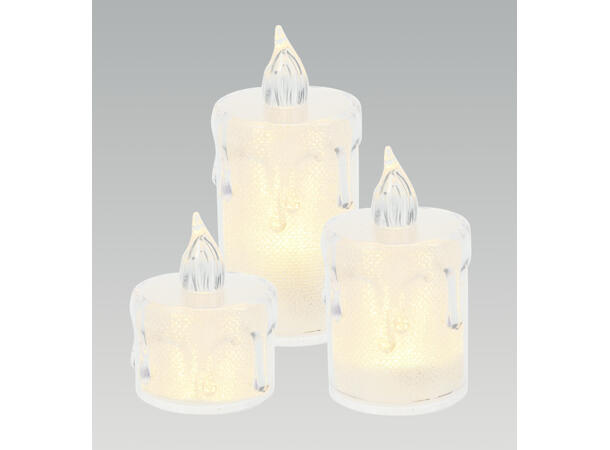 Telys LED klar/blank 3stk i sett Forpk 12pk Batteri 3xLR1130 inkl. 