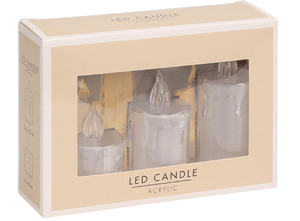 Telys LED minitelys 3stk Batteri 3xLR1130 inkl. 