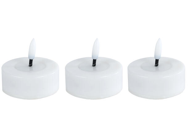 Telys maxi LED hvit plast Dia:7xh3cm s/3 